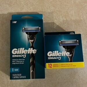 New in box Gillette Mach3 razor and 12 cartridges